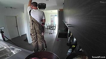 german teen 18+ gets so horny, bangs the handyman raw