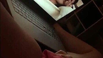 Busty babe fingering herself while watching porn, gosh, so hottt!