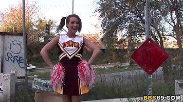 Cheerleader tweety valentine takes interracial gangbang facials