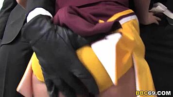 Cheerleader tweety valentine takes interracial gangbang facials