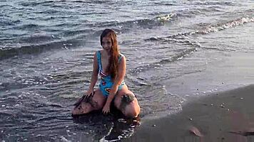 horny teen anaduro12 gets wild on beach in public