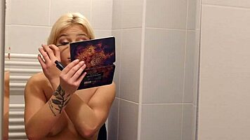Blonde Naked Girl Applying Makeup In Hidden Cam Voyeur Scene