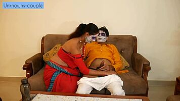 Desi Sali Sapna Turned Horny Celebrating Festival with Jiju in Bedroom