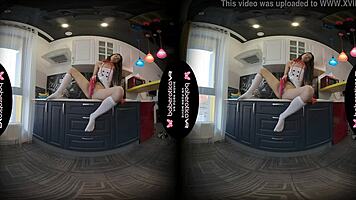Solo Gal Angel Kriss Masturbates in the Kitchen in Vr.
