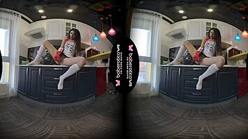 Solo Gal Angel Kriss Masturbates in the Kitchen in Vr.