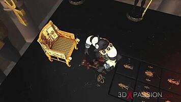 anubis bends over young egyptian slave for huge cock fucking in temple