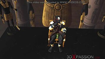 anubis bends over young egyptian slave for huge cock fucking in temple