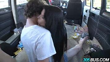 Holy Shit, Rebecca Linares Licks Two Teens In The Car!