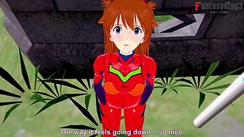 Wow! Asuka Langley Soryu in hot POV action with blowjob and wild fucking in Neo Genesis Evangelion!