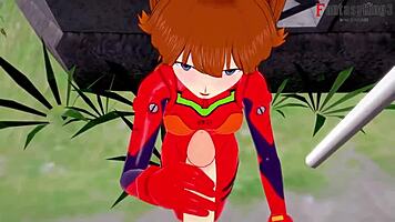 Wow! Asuka Langley Soryu in hot POV action with blowjob and wild fucking in Neo Genesis Evangelion!