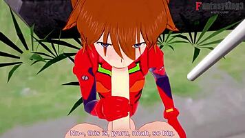 Wow! Asuka Langley Soryu in hot POV action with blowjob and wild fucking in Neo Genesis Evangelion!