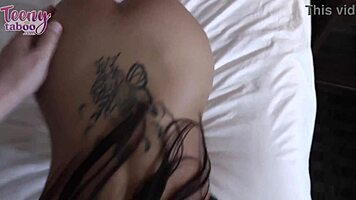 i suck the perv seth's big tits and puffy pussy on bed