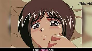 Sweet virgin pussy fucked and fingered in hentai.