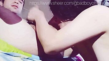 Madrastra licks hijastro's ass and jerks monster cock 😍