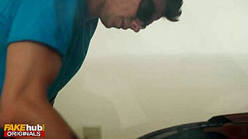 Redhead girls caught riding mechanic at garage 😏💦