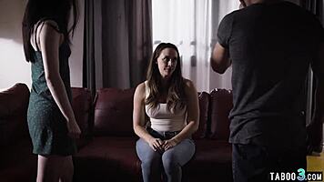 Busty Milf Stepmom Seduces Teen 18+ Into Taboo FFM Group Action