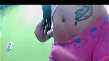 Transsexual Babe In Pink Undies MASTURBATES On Cam!!