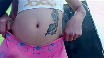 Transsexual Babe In Pink Undies MASTURBATES On Cam!!