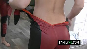 damn, bella rose in deadpool costume bangs her nerd step brother!