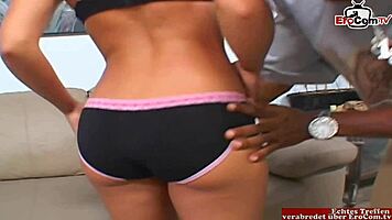 Slim Brunette Teen 18+ With Small Tits Enjoys BBC During Interracial Casting