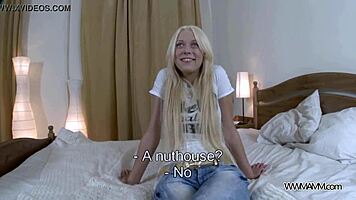 Young blonde recorded getting a big cock at home in reality