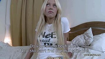 Young blonde recorded getting a big cock at home in reality