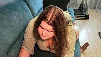 cute chubby 18-year-old stepdaughter’s wet panties after hard banging