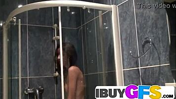 Teen 18+ rubbing pussy in the shower with close-up fingering 😊