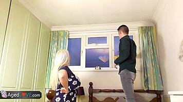 agedlove shows young 18+ guy enjoying a skilled blowjob from mature lady