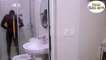 horny madam fucks gateman in doggy creampie