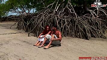 skinny red haired girl with small 18+ tits, uh, fucks at beach, ya know, outdoor stuff