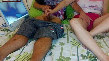 Half brother watches porn with half sister who enjoys homemade fun