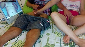Half brother watches porn with half sister who enjoys homemade fun