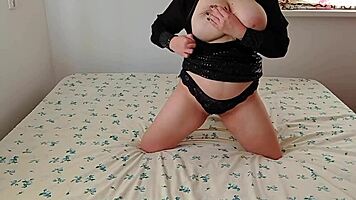 Naughty secretary DepravedMinx teases breasts and pussy at work