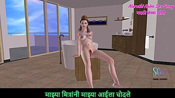Marathi audio story of animated 3d girl with banana
