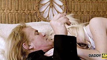 young bride engages in intimate relations with older man in amateur setting