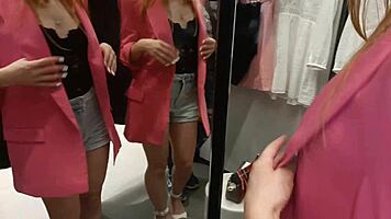 Excited couple fucks in fitting room