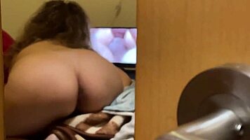 i caught my stepsister sneaking a peek at a wild gangbang video.