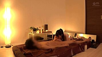 a japanese teen with big tits gives blowjob and gets cumshot in sexy amateur scene with creampie