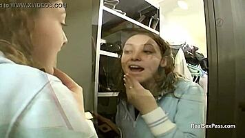 her first time doing porn with toys and stockings