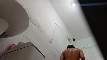 Spying on mexican teen 18+ in bathroom shower!