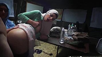 Hairy Muslim Sneaks Base for Hardcore Action