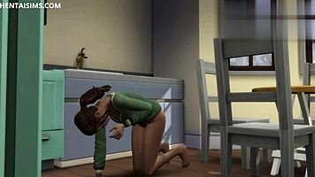 Gorgeous teen 18+ catches BBC roommate naked and fucks in kitchen