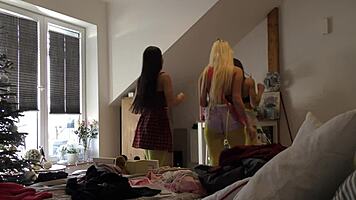 non nude teens at home dancing energetically voyeur style