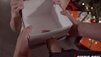 Vina Sky unwraps Christmas dick in a box.