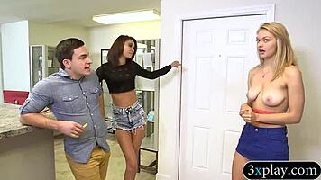 Tight blonde babe convinced to have sex with nasty man