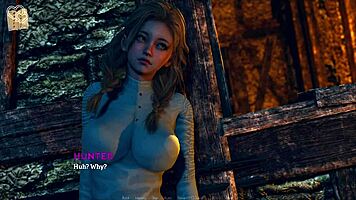 i love this cute teen in big tits outfit playing hentai game