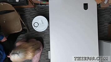 Police ties up and gags petite blonde thief