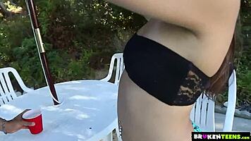 Brokenteen hottie natalie monroe gets nasty facial and slap outdoors