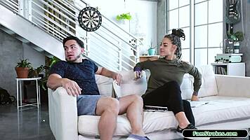 Oh wow, the petite tattooed stepsis is sucking her stepbro's monster cock so eagerly 😍